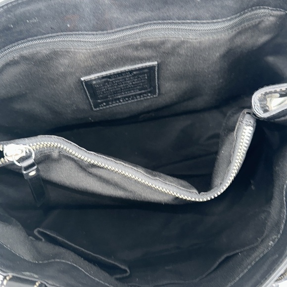 COACH Black & Gray Hampton Signature C Canvas Shoulder Bag Satchel Purse #F12643 - Picture 8 of 14